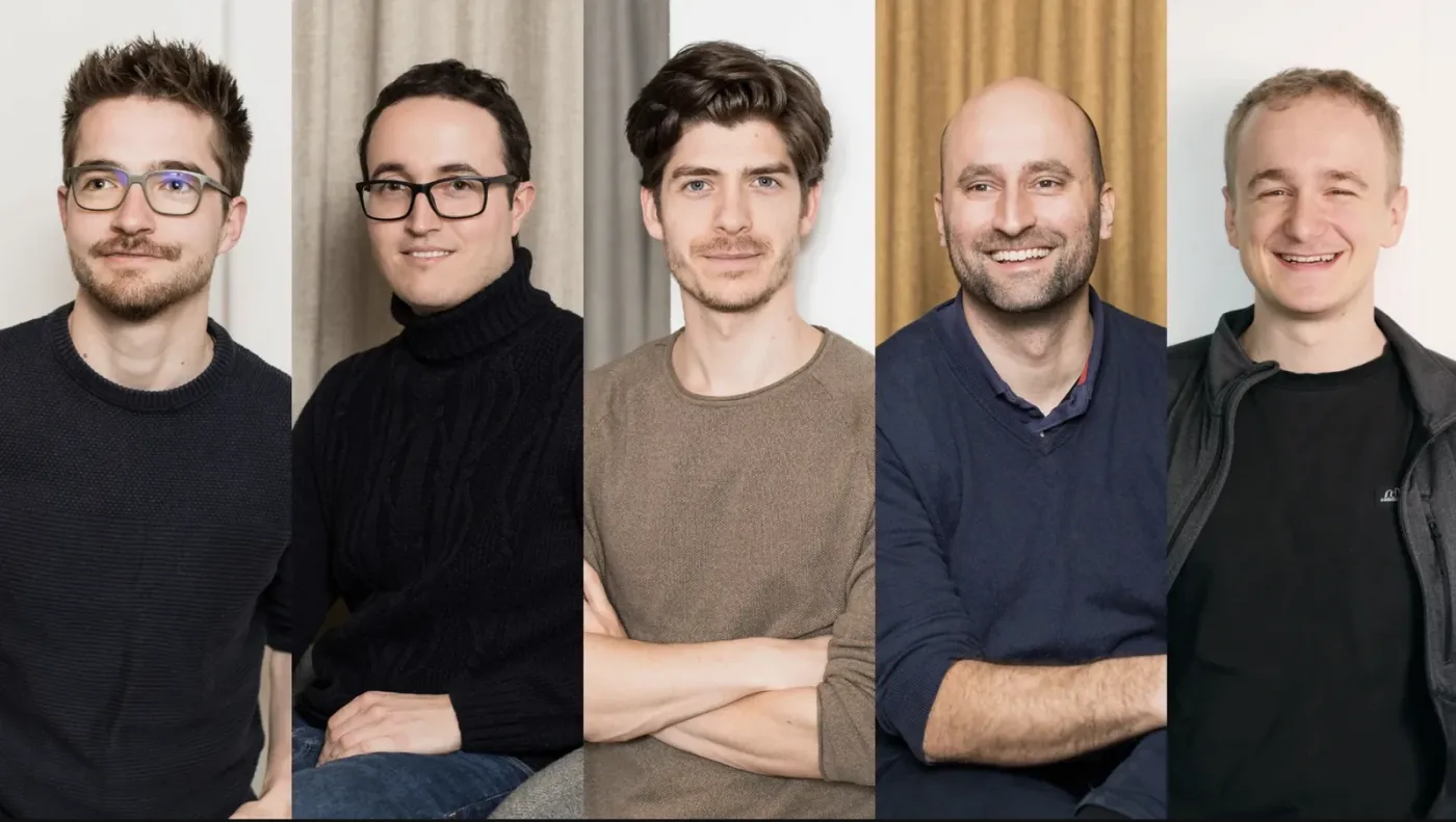 Portrait strip of mimic robotics' five co-founders.